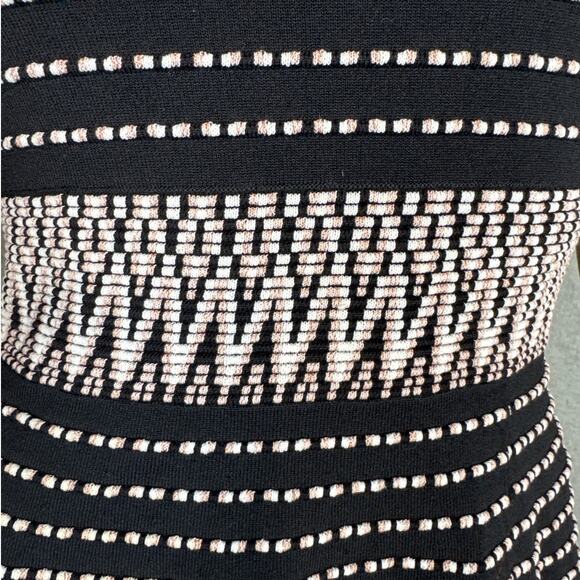 Shoshanna Mesa Dress Stretch Knit Embroidered Fit and Flare Black Pink Size XS - Picture 4 of 9